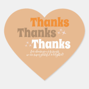 Retro Small Business Stars Groovy Thank You Heart Sticker