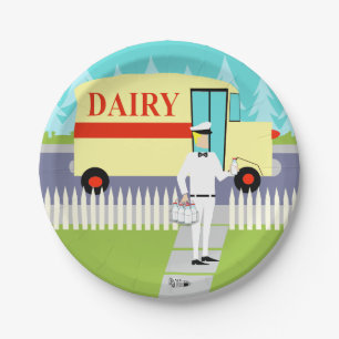 Retro Small Town Milkman Paper Plate