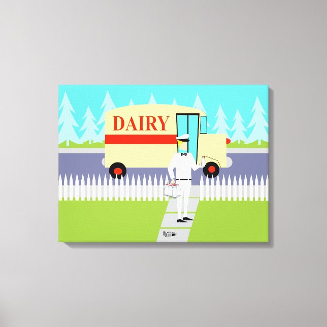 Retro Small Town Milkman Stretched Canvas Print (Front)