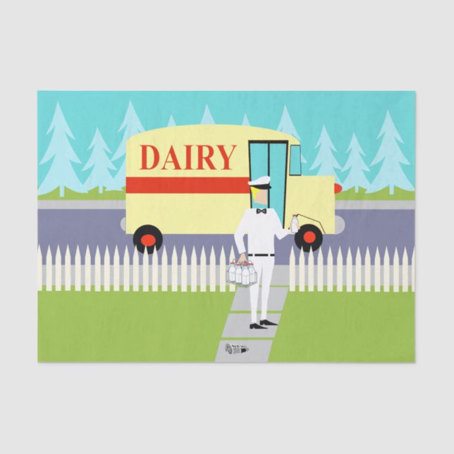 Retro Small Town Milkman Tissue Paper (Front)