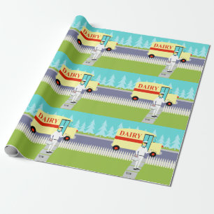 Retro Small Town Milkman Wrapping Paper
