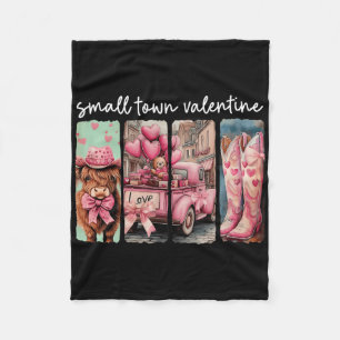 Retro Small Town Valentine Cute Cow Valentine's Da Fleece Blanket