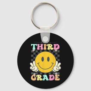 Retro Smile Face Hello 3rd Grade Team Back To Scho Key Ring