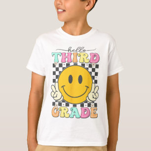 Retro Smile Face Hello 3rd Grade Team Back To Scho T-Shirt
