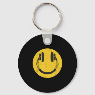 Retro Smile Music Face Headphones 90s Men Women Ki Key Ring