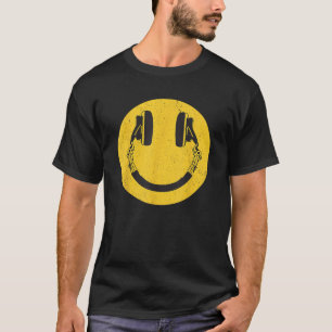 Retro Smile Music Face Headphones 90s Men Women Ki T-Shirt