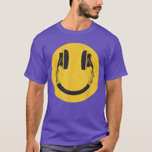 Retro Smile Music Face Headphones 90s Men Women Vi T-Shirt