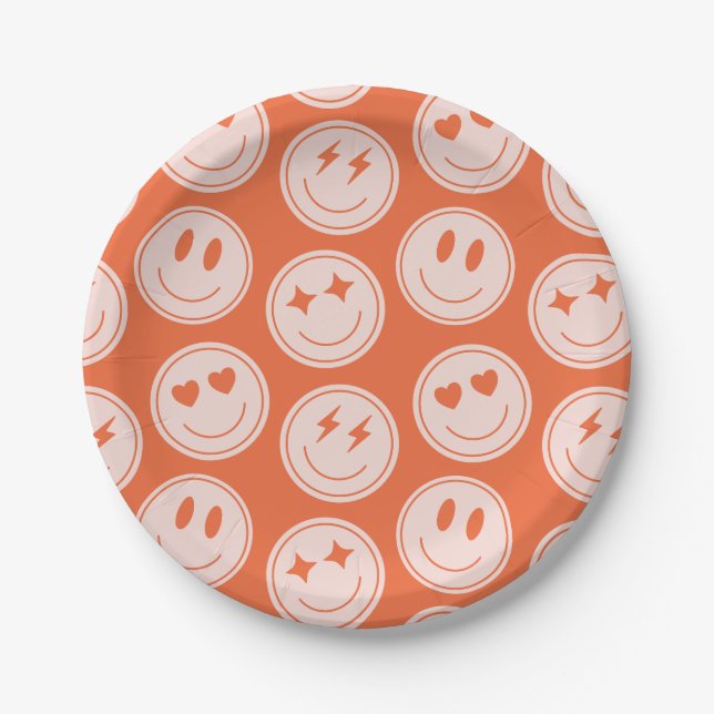 Retro Smile Pattern Paper Plate (Front)