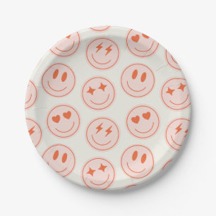 Retro Smile Pattern Paper Plate