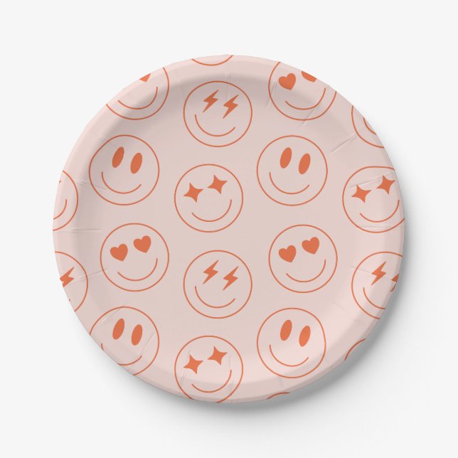 Retro Smile Pattern Paper Plate (Front)