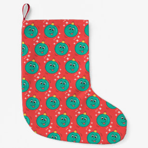 Retro smiley christmas ball cartoon small christmas stocking
