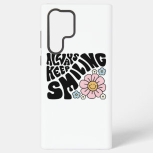 Retro Smiley Face Flower Positive Quote Samsung Galaxy Case