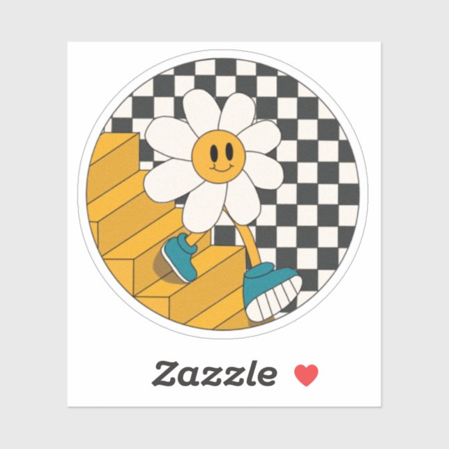 Retro Smiley Face Flower Sticker (Sheet)