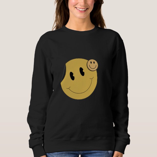 Retro Smiley Face Sweatshirt | Cute Mustard Smile  (Front)