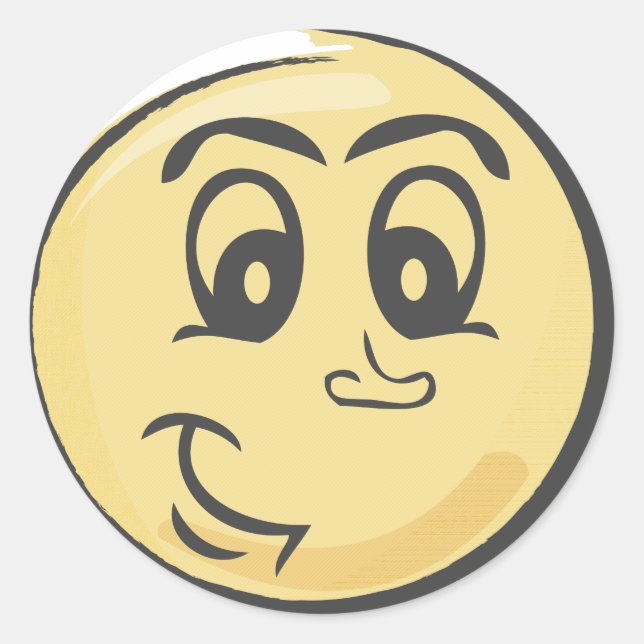 Retro Smiling Emoji Classic Round Sticker (Front)