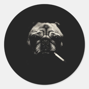 Retro smoking dog cigarette meme vintage 90s grung classic round sticker