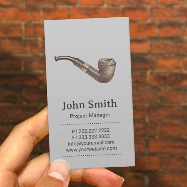 Retro Smoking Pipe Light Grey Business Card (Creator Uploaded)
