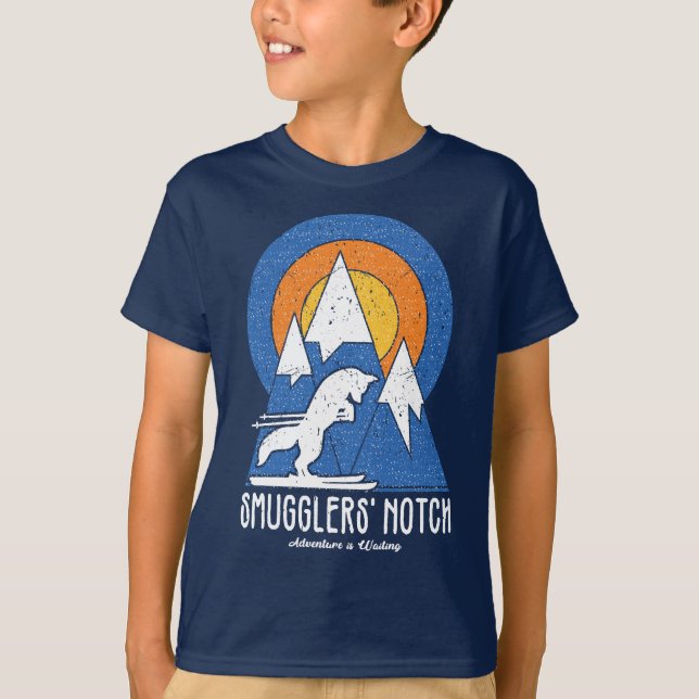 Retro Smugglers' Notch Ski White Fox T-Shirt (Front)