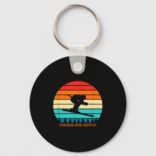 Retro smugglers notch vermont skiing skier retro key ring