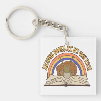Retro Snail Reading books Key Ring