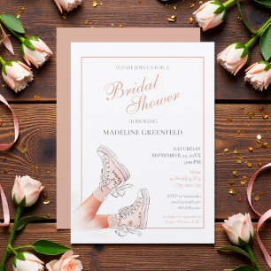 Retro Sneakers Peach Wedding Bridal Shower Invitation