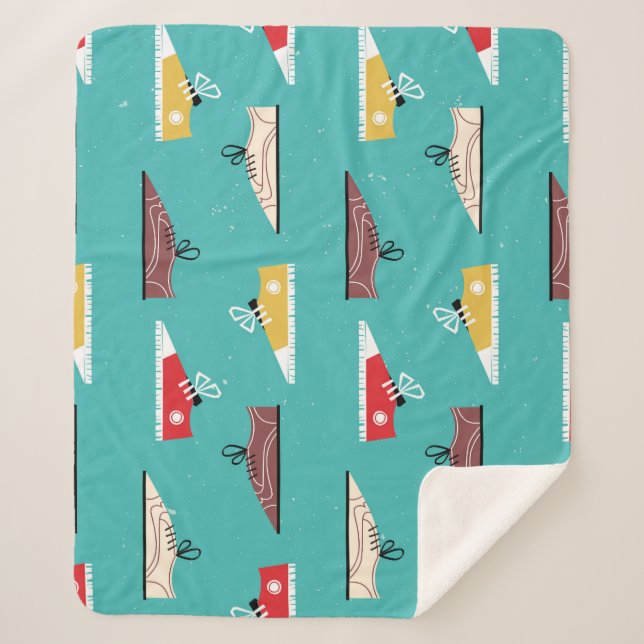 Retro sneakers: vintage seamless pattern. sherpa blanket (Front)