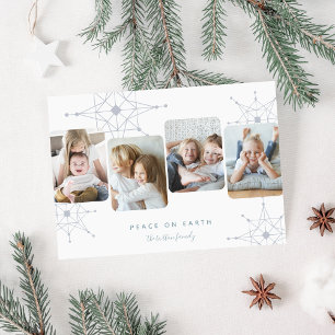 Retro Snow   4 Photo Collage Peace on Earth Holiday Card