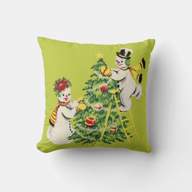 Retro Snow Couple Decorate Christmas Tree Cushion (Front)