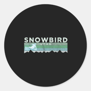 Retro Snowbird, Utah Distressed Skiing Classic Round Sticker