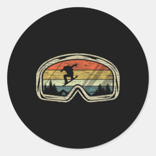 Retro Snowboard Goggles Mountain Snow Winter Sport Classic Round Sticker