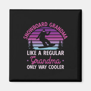 Retro Snowboard Grandma 90s 80s Snowboarding Magnet