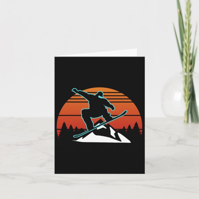 Retro Snowboard Snowboarder Gifts Winter Sports Sn Card (Front)