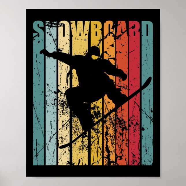 Retro Snowboard Snowboarding Ski Vacation Snowboar Poster (Front)