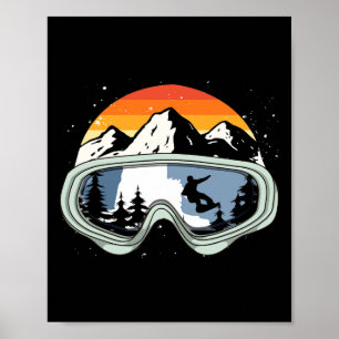 Retro Snowboarder Sport Snowboarding Goggles Snowb Poster