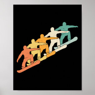 Retro Snowboarding Cool Vintage Snowboarder Silhou Poster