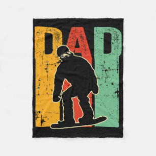 Retro Snowboarding Dad Vintage Snowboarder Papa Sn Fleece Blanket