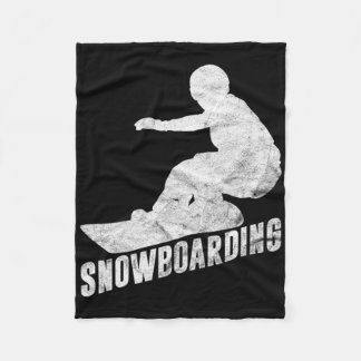 Retro Snowboarding Gift Snowboarder Silhouette Sno Fleece Blanket