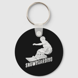 Retro Snowboarding Gift Snowboarder Silhouette Sno Key Ring