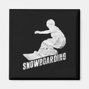 Retro Snowboarding Gift Snowboarder Silhouette Sno Magnet