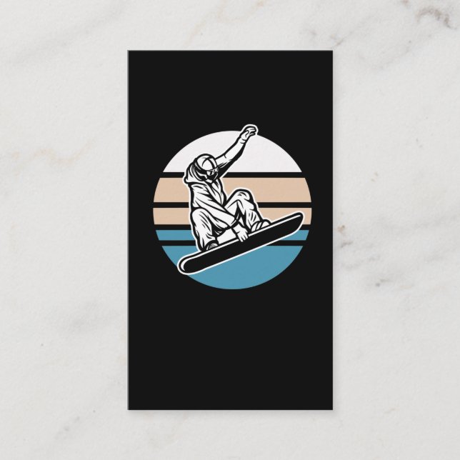 Retro Snowboarding Jump Snowboarder Winter Sport Business Card (Front)