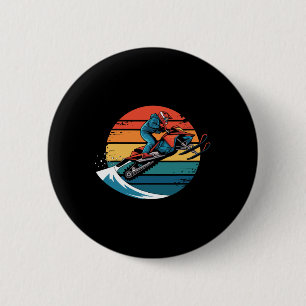 Retro Snowboarding Mountain Sunset Snowboard Gifts 6 Cm Round Badge