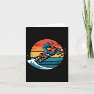 Retro Snowboarding Mountain Sunset Snowboard Gifts Card