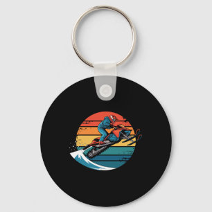Retro Snowboarding Mountain Sunset Snowboard Gifts Key Ring