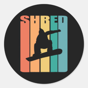 Retro Snowboarding Shirt Shred Snowboarder Gift Sn Classic Round Sticker