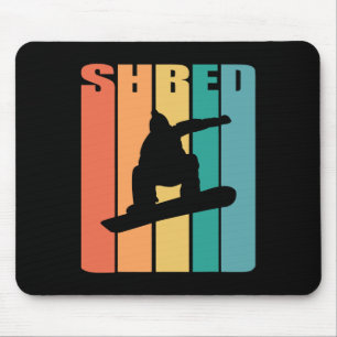 Retro Snowboarding Shirt Shred Snowboarder Gift Sn Mouse Mat