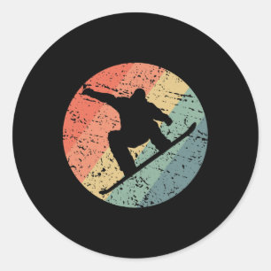 Retro Snowboarding Skiing Snow Winter Sport Ice Sn Classic Round Sticker