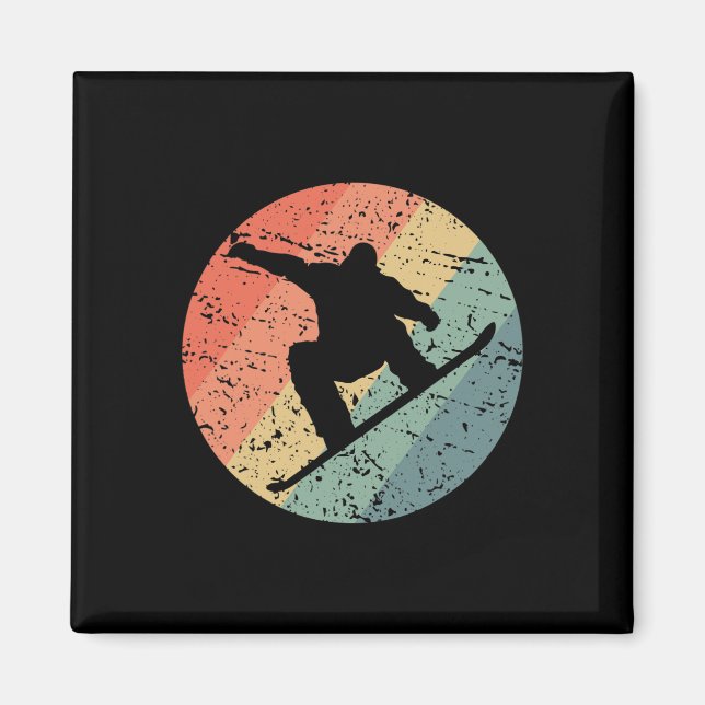 Retro Snowboarding Skiing Snow Winter Sport Ice Sn Magnet (Front)