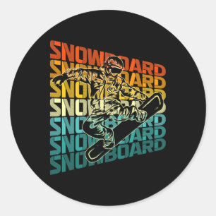Retro Snowboarding Winter Sports Vintage Design Sn Classic Round Sticker