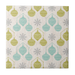 Retro snowflake and ornament -tile trivet