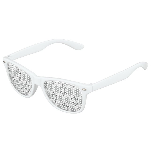 Retro Snowflake Black and White Floral Kids Sunglasses (Angled)